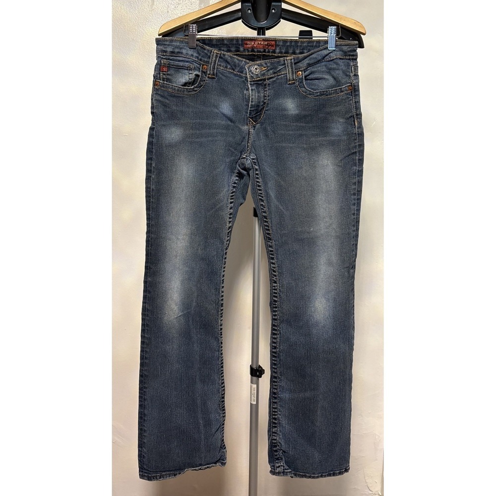 Big Star Jeans Womens Sz 32 Blue Remy Boot Cut Meduim Wash Pocket Flap Flare USA
